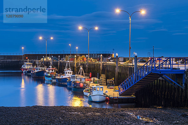 UK  Schottland  Highland  Sutherland  Helmsdale Hafen bei Nacht