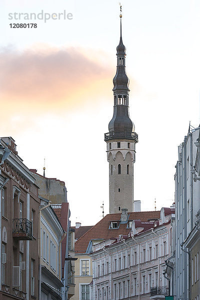 Estland  Tallinn  Altstadt  Rathausturm am Abend