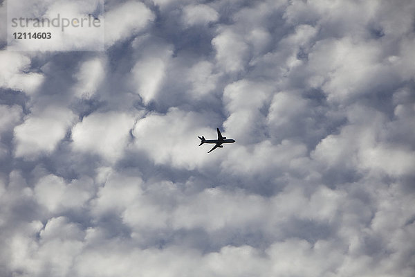 Verkehrsflugzeug in den Wolken; Brampton  Ontario  Kanada
