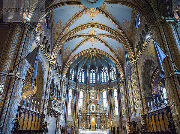 Innenraum der Liebfrauenkirche  einer römisch-katholischen Kirche im Burgviertel von Buda; Buda  Budapest  Ungarn