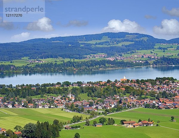 Waltenhofen und Schwangau mit Forggensee  Königswinkel  Ostallgäu  Allgäu  Schwaben  Bayern  Deutschland  Europa