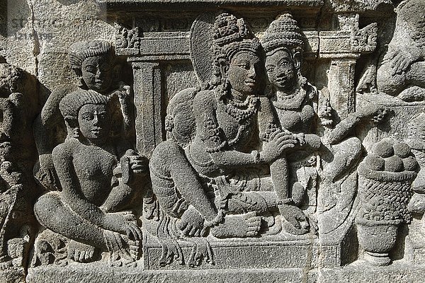 Steinrelief  Hindu-Tempelanlage Prambanan  Yogyakarta  Java  Indonesien  Asien