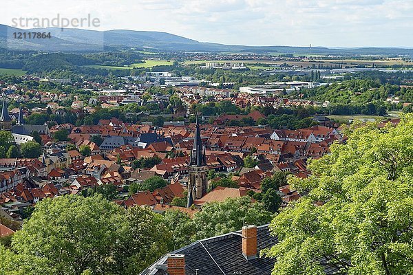 Blick vom Schloss auf die Altstadt  Wernigerode  Sachsen-Anhalt  Deutschland  Europa