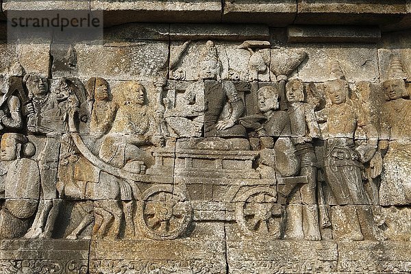 Steinrelief  Buddhistische Tempelanlage Borobudur  Yogyakarta  Java  Indonesien  Asien