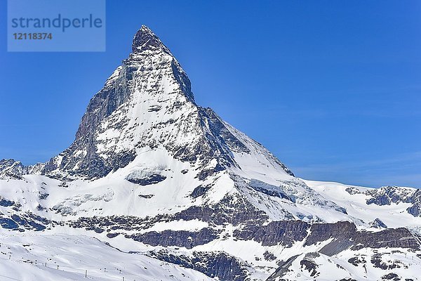 Matterhorn vom Gornergrat  Zermatt  Schweiz  Europa