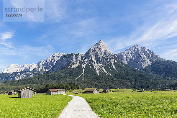 Österreich  Tirol  Lermoos  Ehrwalder Becken  Blick zur Ehrwalder Sonnenspitze  Gruenstein  Ehrwald  Mieminger Kette