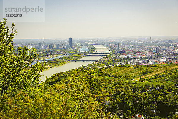 Österreich  Wien mit Donau  Blick vom Leopoldsberg