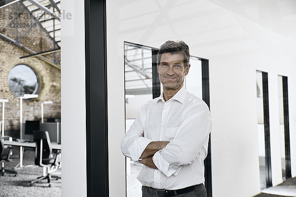 Porträt eines lächelnden Geschäftsmannes im modernen Büro