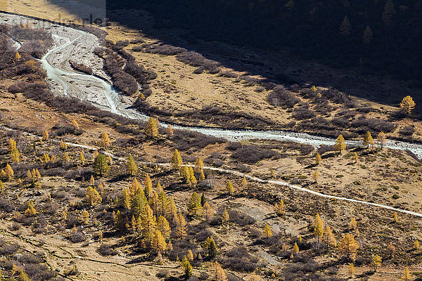Schweiz  Wallis  Gletsch  Rhone im Herbst