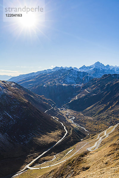 Schweiz  Wallis  Alpen  Blick auf Furka und Grimselpass