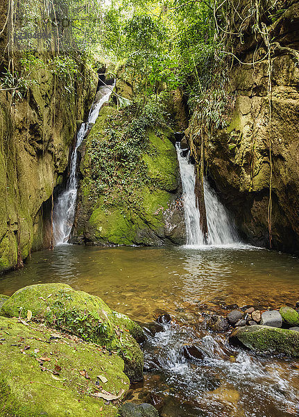 Cachoeira Indiana Jones  Wasserfall in Boa Esperanca de Cima  Stadtbezirk Nova Friburgo  Bundesstaat Rio de Janeiro  Brasilien  Südamerika