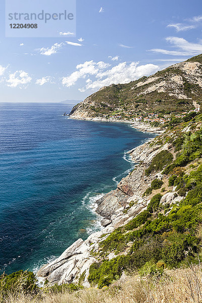 Klippen am blauen Meer  Pomonte  Marciana  Insel Elba  Provinz Livorno  Toskana  Italien  Europa