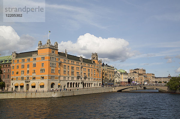 Rosenbad  Gebäude der Bundesregierung links  Stockholm  Schweden  Skandinavien  Europa