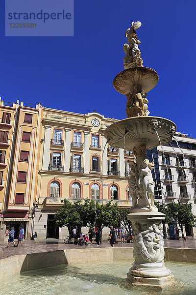 Springbrunnen  Platz der Verfassung  Malaga  Andalusien  Spanien  Europa