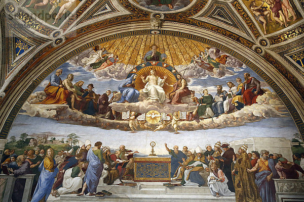 Die Räume Raffaels  Disputation des Heiligen Sakraments  Vatikanmuseum  Rom  Latium  Italien  Europa