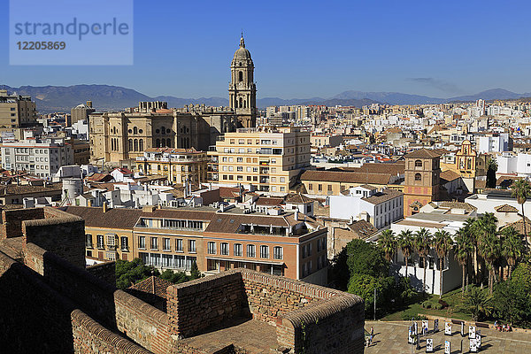 Blick vom Alcazaba-Palast  Malaga  Andalusien  Spanien  Europa