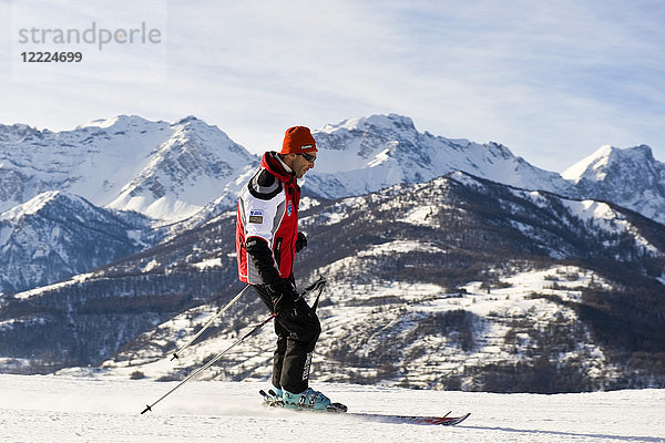 Skipisten  Sauze d'Oulx  Provinz Turin  Piemont  Italien