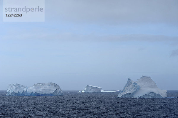 Eisberge im Antarktischen Sund an einem bedeckten Tag auf der Antarktischen Halbinsel  Antarktis