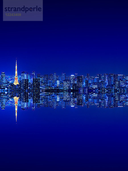 Digitales Kompositum der Skyline von Tokio