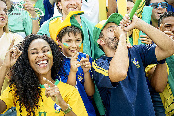 Brasilianische Fußballfans beim Fußballspiel