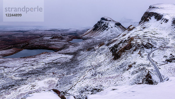 The Quiraing im Schnee  Isle of Skye  Innere Hebriden  Schottland  Vereinigtes Königreich  Europa