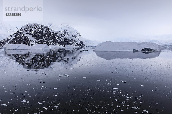 Atmosphärischer Eisberg  Berg- und Gletscherreflexionen  Neko Harbour  Andvord Bay  Graham Land  Antarktische Halbinsel  Antarktis  Polarregionen