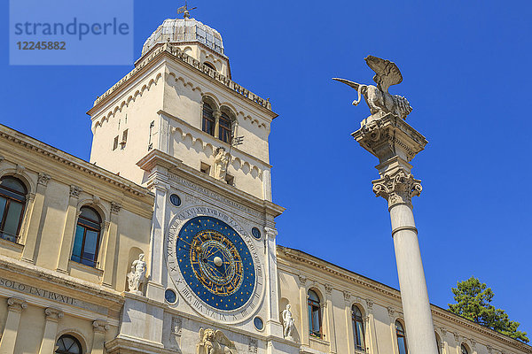 Verschnörkelte Fassade des Torre Dell'Orologio auf der Piazza dei Signori  Padua  Venetien  Italien  Europa