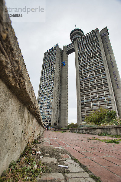Genex-Turm  brutalistische Architektur aus der kommunistischen Ära des ehemaligen Jugoslawien  Belgrad  Serbien  Europa
