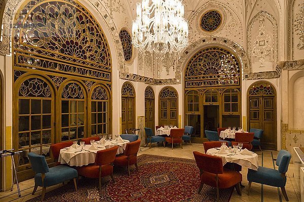 Khan-e Amerinha  eines der traditionellen Häuser von Kashan  das heute das luxuriöse Saraye Amerinha Boutique Hotel beherbergt  Kashan  Iran  Asien