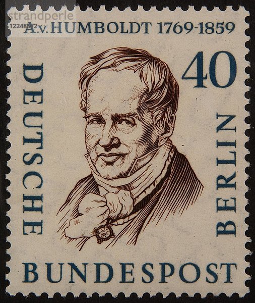 Alexander von Humboldt  preußischer Philosoph  Sprachwissenschaftler  Regierungsfunktionär  Diplomat und Gründer der Humboldt-Universität zu Berlin  Porträt auf einer deutschen Briefmarke 1959