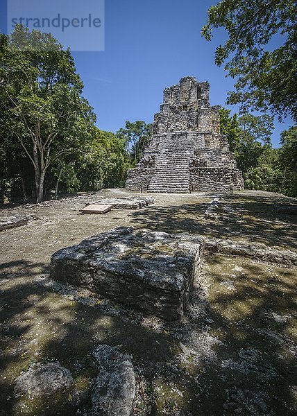 Ruinen  antike Stadt  Hauptpyramide in Muyil  Ausgrabungsstätte  Quintana Roo  Yucatán  Mexiko  Mittelamerika