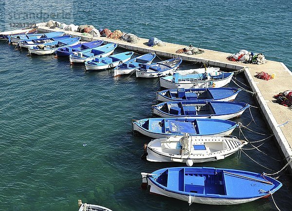 Hafen mit Fischerbooten  Gallipoli  Apulien  Italien  Europa