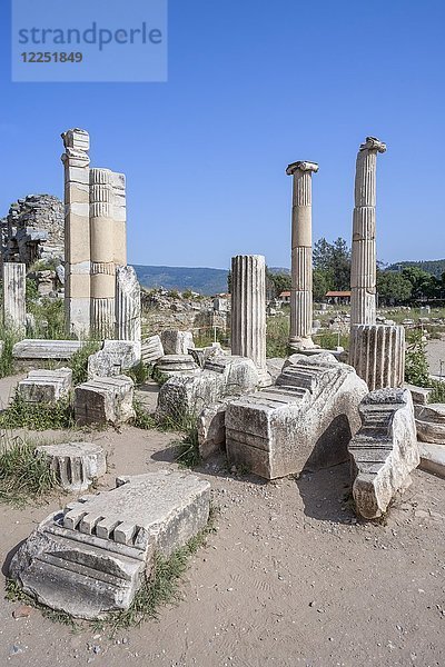 Ruinen von Säulen  historische helenistische und römische Ausgrabungsstätte  Ephesus  Türkei  Asien