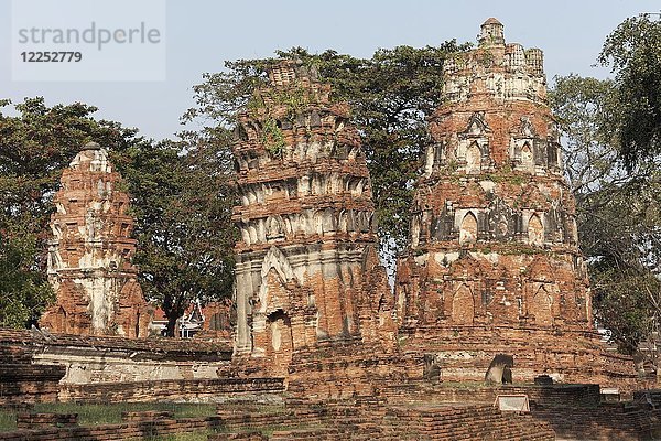 Ruinen des Tempelturms  Prang  Wat Maha That  Wat Mahathat  Ayutthaya  Thailand  Asien