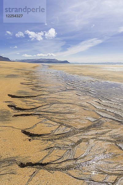 Sandstruktur mit Kräuselung bei Ebbe  Rauðisandur-Bucht  Patreksfjörður  Vestfirðir  Island  Europa