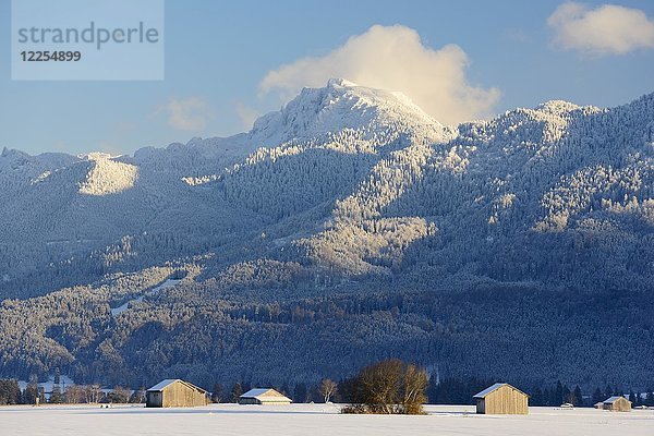 Bendiktenwand  im Winter  bei Großweil  Oberbayern  Bayern  Deutschland  Europa