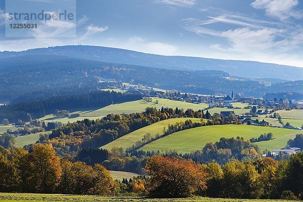 Hinterschmiding und Berg Haidel  bei Freyung  Bayerischer Wald  Niederbayern  Bayern  Deutschland  Europa