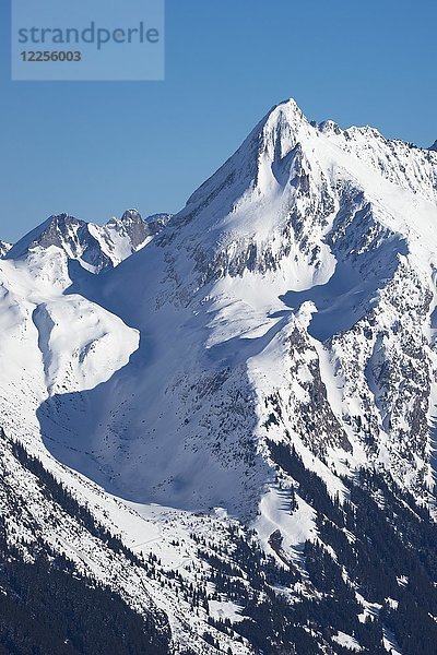 Berg Brandberger Kolm im Winter  Zillertaler Alpen  Mayrhofen  Zillertal  Tirol  Österreich  Europa