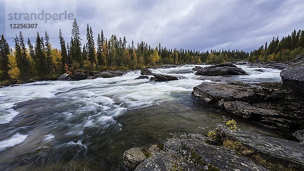 Stromschnellen von Gamajåhkå  Flüsse  Kvikkjokk  Laponia  Norrbotten  Lappland  Schweden  Europa