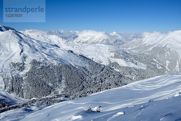 Sonntagsköpfl vor dem Karwendelgebirge  Blick von den Hängen des Marchkopfes bei Hochfügen  Zillertal  Tirol  Österreich  Europa