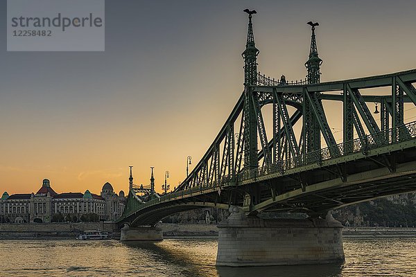 Freiheitsbrücke mit Donau  Morgendämmerung  Budapest  Ungarn  Europa