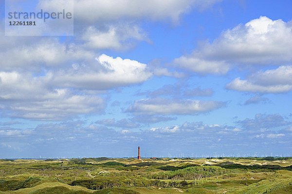 Blick über Dünen mit Norderneyer Leuchtturm  Norderney  Ostfriesische Inseln  Nordsee  Niedersachsen  Deutschland  Europa