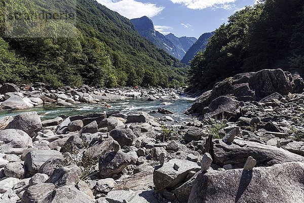 Fluss Verzasca zwischen Lavertezzo und Brione  Verzascatal  Valle Verzasca  Kanton Tessin  Schweiz  Europa