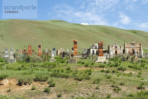 Muslimischer Friedhof  Eki-Naryn-Schlucht  Region Naryn  Kirgisistan  Asien