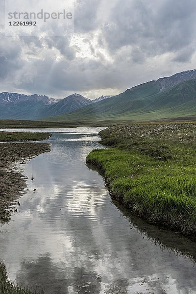 Berglandschaft  Naryn-Schlucht  Gebirgsfluss  Region Naryn  Kirgisistan  Asien