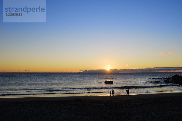 Sonnenuntergang am Strand  La Playa  Valle Gran Rey  La Gomera  Kanarische Inseln  Spanien  Europa