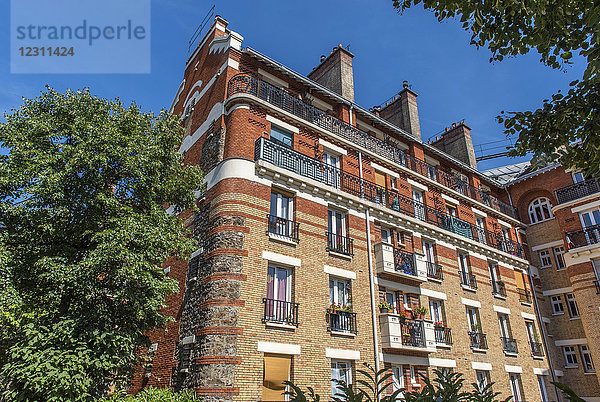 Frankreich  Paris  12. Arrondissement  Gebäude in der Rue Abel 14 von der Coulee Verte-Promenade aus gesehen