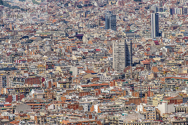 Spanien  Katalonien  Barcelona   Gesamtansicht des Stadtzentrums vom Hügel Montjuïc