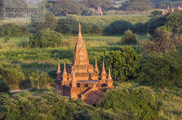 Myanmar  Region Mandalay  archäologische Stätte Bagan  Blick vom Tempel Shwe San Daw bei Sonnenuntergang