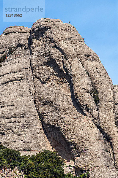 Spanien  Katalonien  Naturpark Montserrat  Besteigung des Elefantenrüssel-Felsens